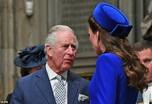 Charles and Kate (seen at the Commonwealth Service at Westminster Abbey in March 2022) now sadly share a shared experience with cancer