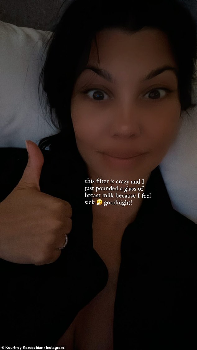 Kourtney Kardashian has stunned her fans by admitting she drank an entire glass of breast milk