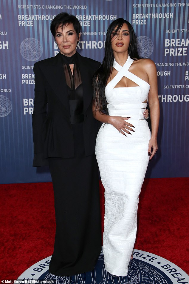 Kris Jenner made her first public appearance since OJ Simpson's death on Saturday evening as she posed with glamorous daughter Kim Kardashian at the 10th Breakthrough Prize ceremony in LA.