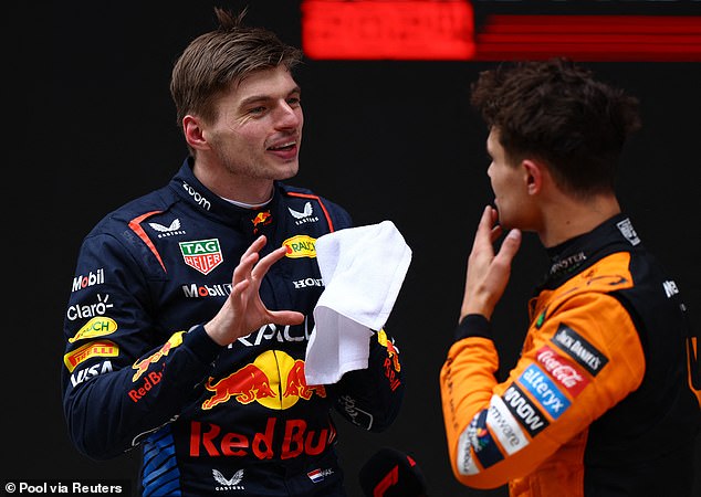 Lando Norris (right) performed excellently and finished second, ahead of Sergio Perez