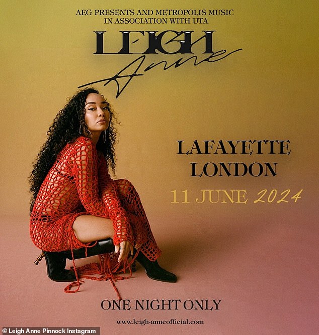 The 32-year-old singer announced the exciting news to her 10.2 million fans via Instagram on Tuesday that she will be performing for one night only at London's Lafayette on June 11.