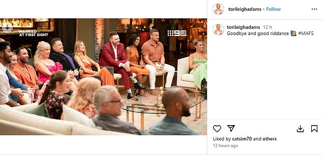 Hours after the episode aired, Tori returned to Instagram and shared a photo of the contestants sitting during the finale, along with a scathing caption that read, 