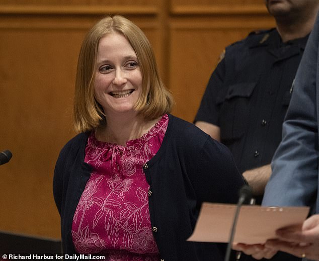 Melissa Rockensies, 33, was all smiles as she left the Queens courtroom Tuesday while celebrating a plea for a loved one in the rape of a 14-year-old student