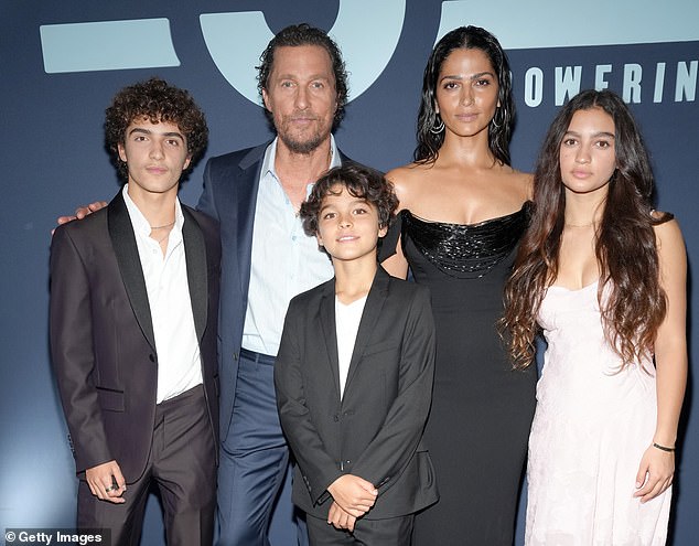 The couple was pictured with their three children Levi, 15, Vida, 14, and Livingston, 11, on April 25 at an event for his nonprofit at ACL Live in Austin, Texas.