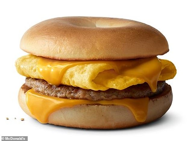 McDonald's is bringing back breakfast bagels in four varieties, including the sausage variety pictured here