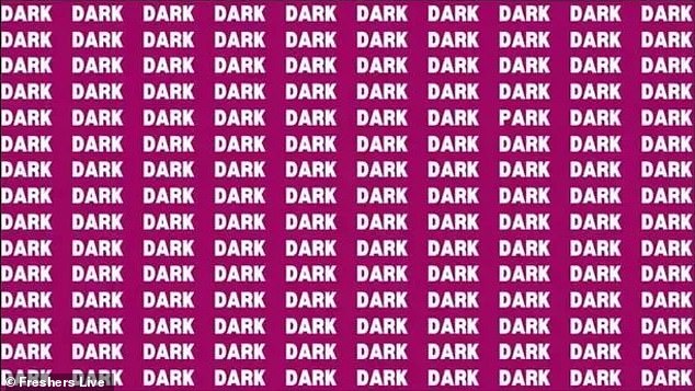 In the stunning pink and white image created by Freshers Live, readers are shown a grid filled with rows upon rows of the word 'dark'