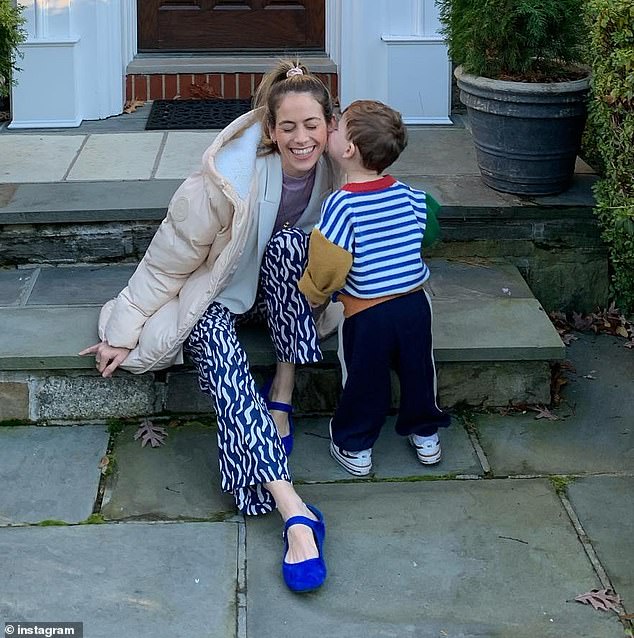 She told host Lucie that she thought she pooped her pants while her husband drove to the hospital (Lucie seen with her own child)