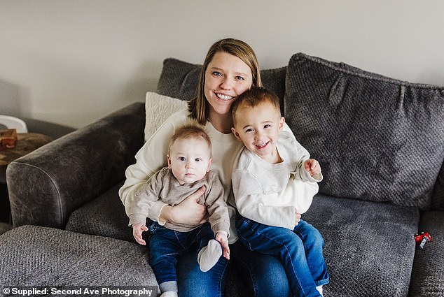 Mum-of-two Lauren (pictured with sons Jack and Ollie) swapped today's children's shows for 90s shows including Bear in the Big Blue House.  She told FEMAIL that she noticed a change in her toddler's behavior