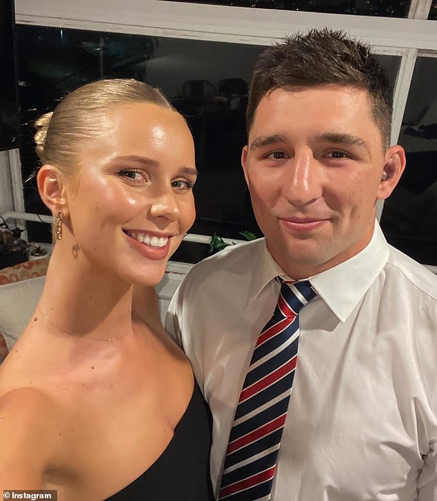 NRL star Victor Radley has put his stunning home in Sydney's eastern suburbs back on the market, with the four-bedroom, three-bathroom apartment going under the hammer next week.  Pictured with friend Taylah Cratchley