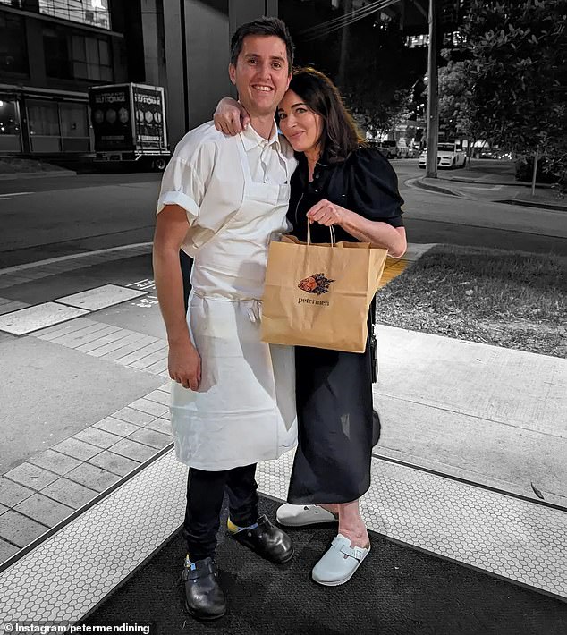 Nigella Lawson (right) was photographed with chef Josh Niland (left) after dining at his restaurant in Sydney last week.  The pair both wore an “industry secret” shoe