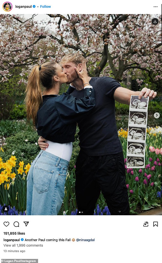 Nina Agdal is pregnant with her first child with fiancé Logan Paul