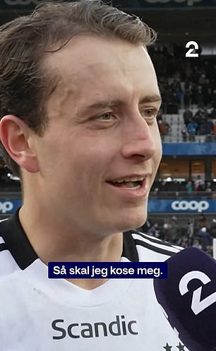 A Norwegian footballer shocked an interview with an X-rated answer when asked how he would celebrate his incredible strike