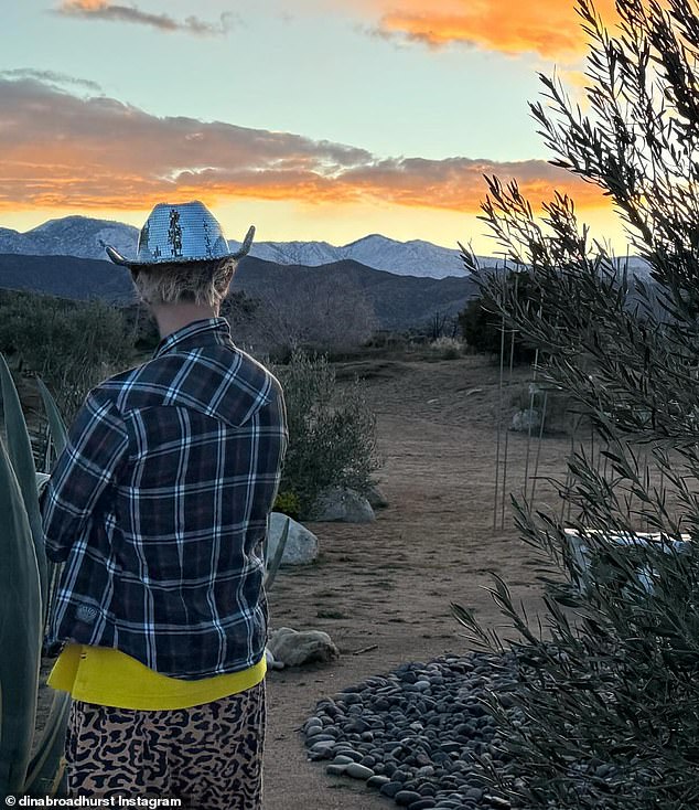 She took to Instagram on Wednesday to share a gallery of photos from a rave in Pioneertown, California, tagging John in one snap (pictured)