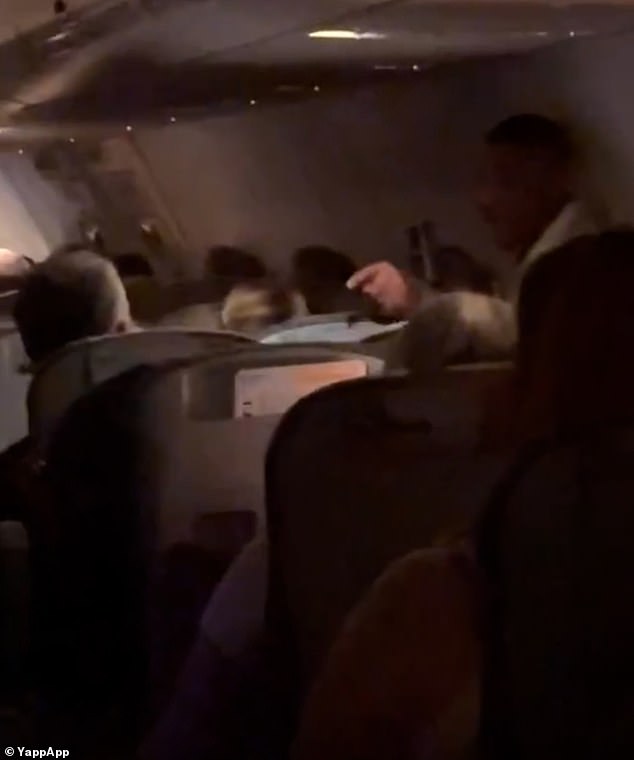 Footage shared on social media by shocked customers showed a man appearing to shout at another passenger, pointing his finger and shouting expletives