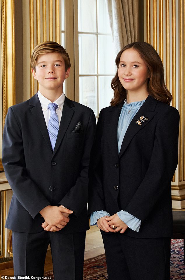 This photo released for the twins' 13th birthday shows Prince Vincent and Princess Josephine standing together – but people don't think it's legit