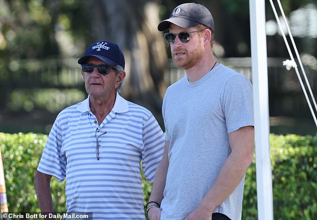 Prince Harry makes another cameo in the polo world of polo as he joins players on the sidelines of a US Open quarter-final