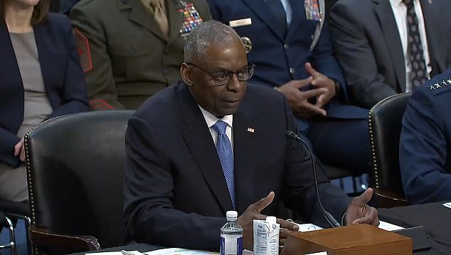 Defense Sec.  Lloyd Austin was explaining the US military's 2025 budget to lawmakers as protests broke out