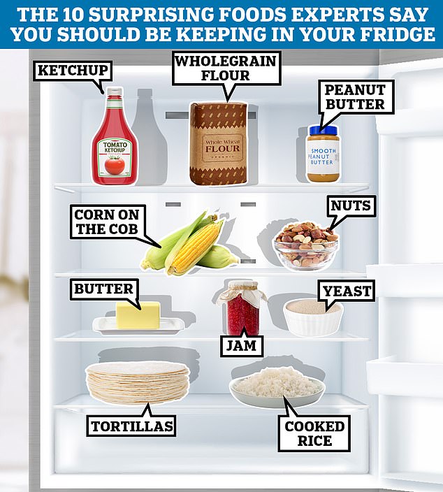 Where do you store these ingredients?  Surprisingly, nuts and whole wheat flour are among the products that are best kept in the refrigerator