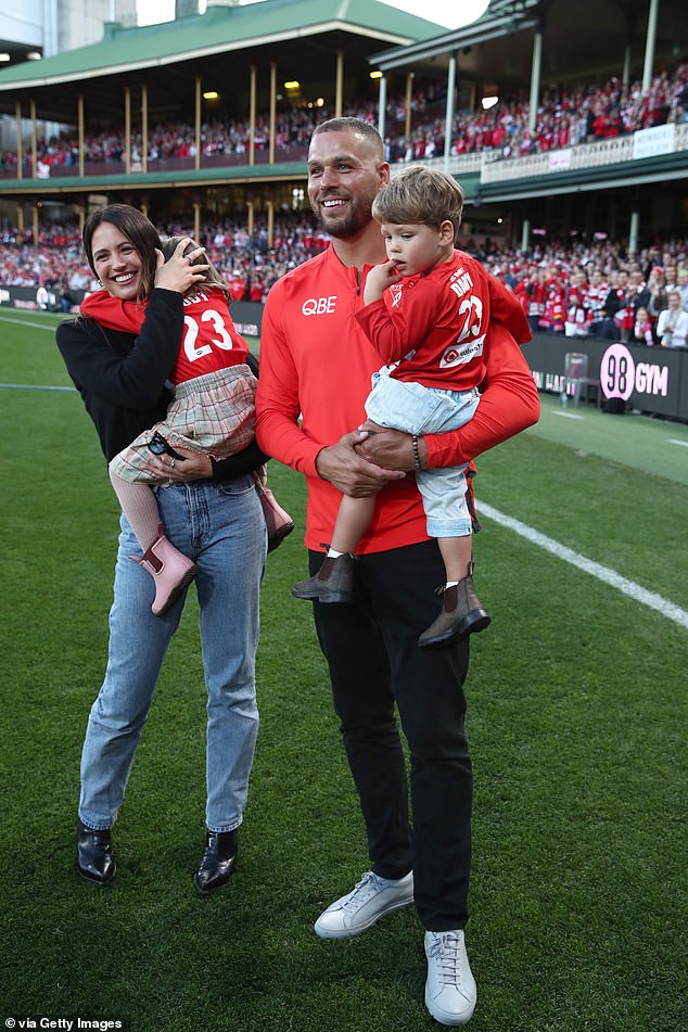 Franklin (pictured with wife Jesinta and their children Rocky and Tallulah at his retirement from SCG last year) will make a rare post-retirement appearance at the MCG this Sunday