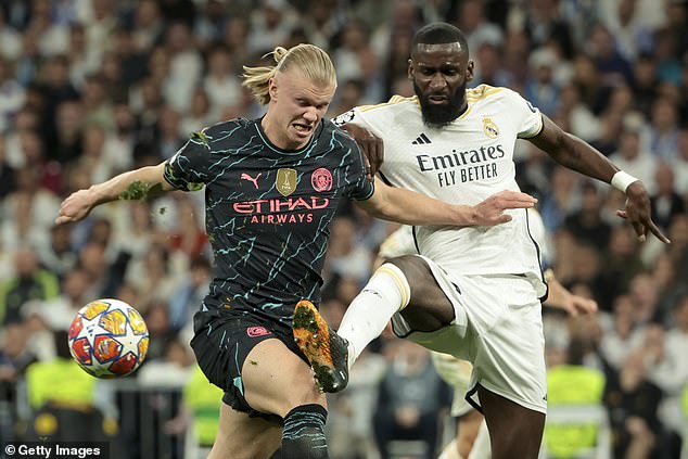 Antonio Rudiger keeps Erling Haaland in charge on Tuesday evening in the Champions League match between Real Madrid and Manchester City