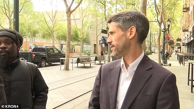 San Jose Mayor Matt Mahan's security detail (right) was involved in a physical altercation while in town for a restaurant opening