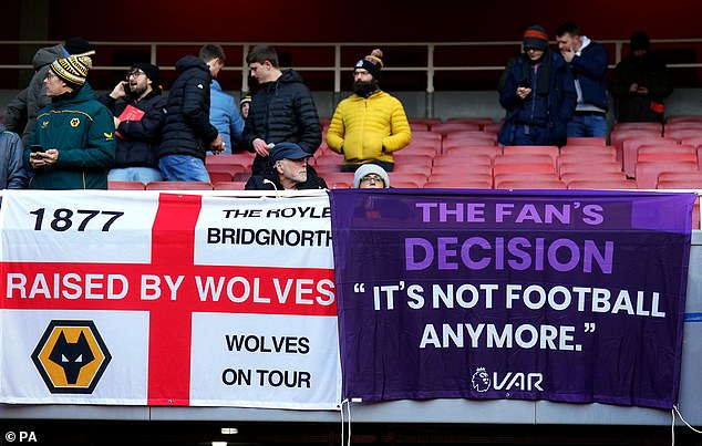 In December, Wolves fans displayed anti-VAR banners during the away match against Arsenal