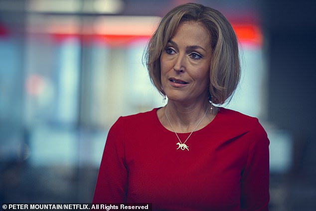 Scoop is a hit with Netflix viewers, with the film about Prince Andrew's Newsnight interview with Emily Maitlis debuting on the streamer on Friday (Gillian Anderson as Emily Maitlis)