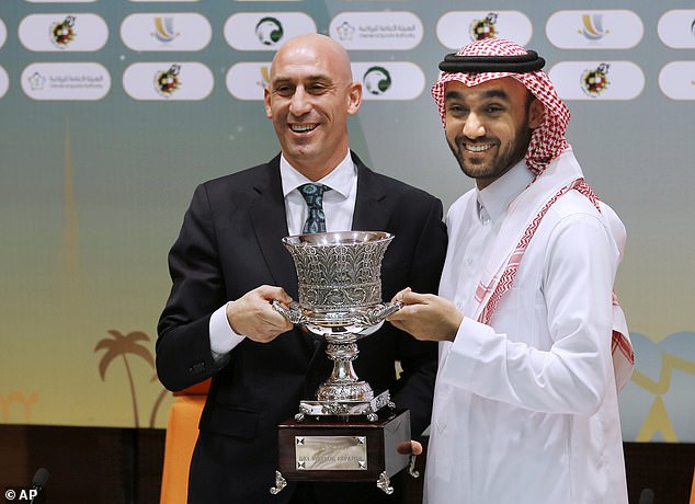 A Spanish court has investigated Rubiales (L) over the 2019 decision to move the Spanish Super Cup to Saudi Arabia