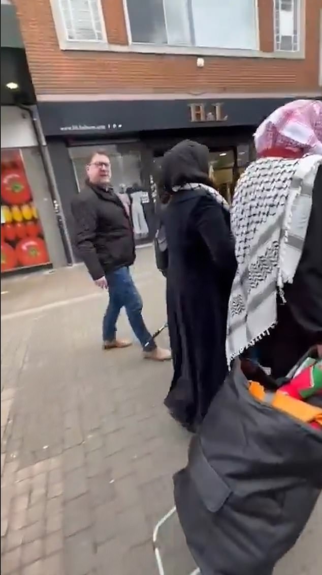 Mobile phone footage shows the man following the women along South Street in Romford and branding them 'f***ing c***s' as part of a series of vile racist and Islamophobic comments.