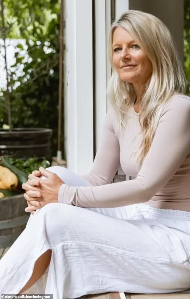 Simone Callahan (pictured) has revealed how she dealt with the death of her ex-husband Shane Warne.  The 54-year-old, mother of Warne's three children, told Women's Day earlier this week that she consistently practices yoga to keep herself 'in alignment'.