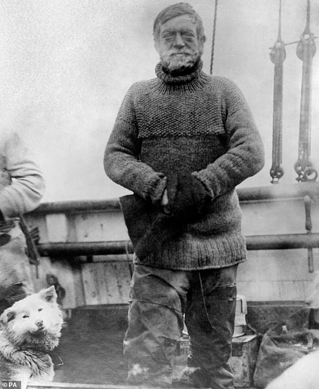 Photo of Sir Ernest Shackleton on board the 'Quest'.  The legendary Anglo-Irish explorer died in his cabin aboard the Quest while it was anchored off South Georgia.  He was 47 years old