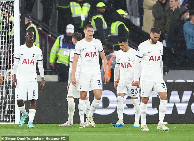 Tottenham are still without a win at the London Stadium since Jose Mourinho's first game after being defeated by West Ham