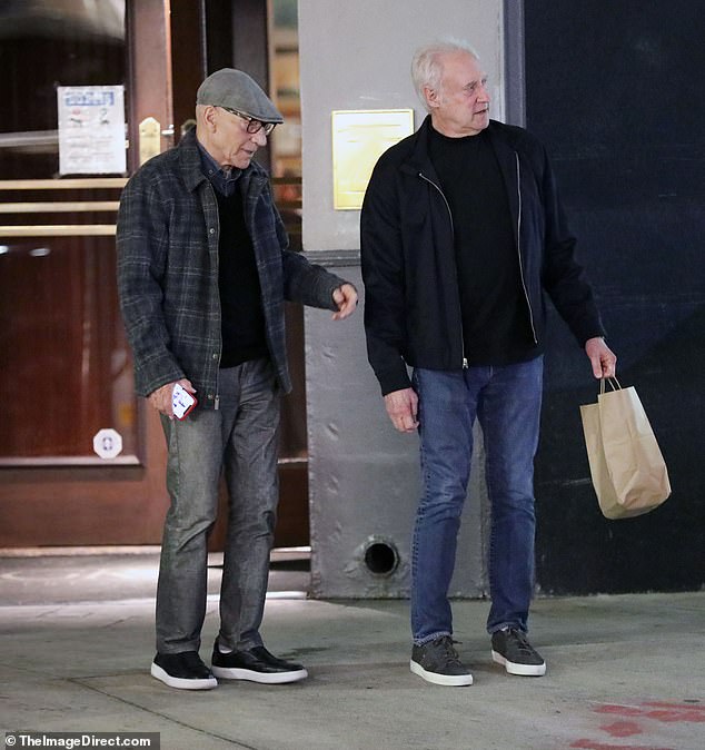 Sir Patrick Stewart (L) reunited with his old Star Trek co-star Brent Spiner (R) for dinner in Los Angeles on Monday evening