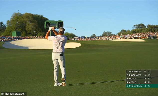 Bryson DeChambeau holed out from 77 yards and finished his third round with a birdie