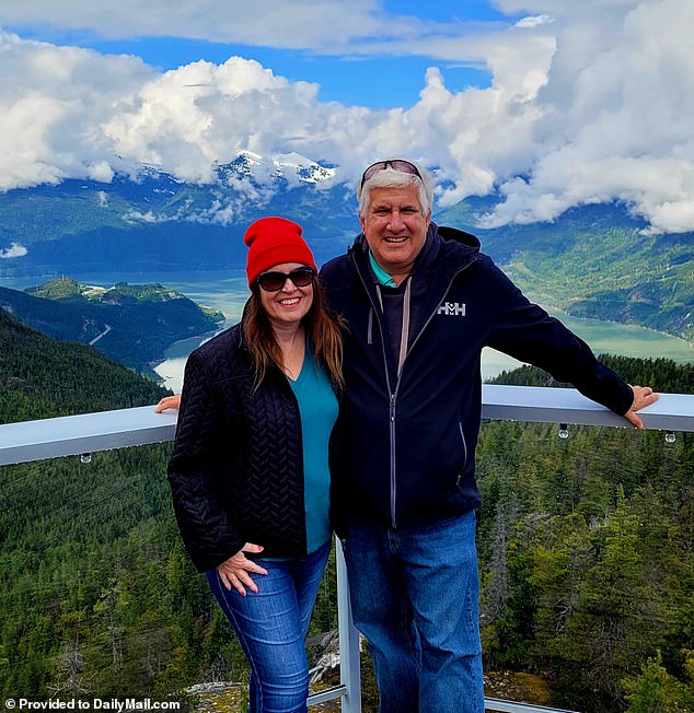 David and Lisa Brundage (both pictured) say their Tesla saves them about $400 a month in gas