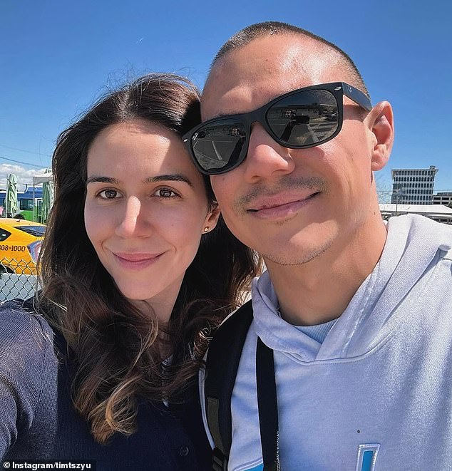 Tim Tszyu is pictured with fiancée Alexandra Constantine in Las Vegas, where he lost his world title in controversial circumstances on Easter Sunday