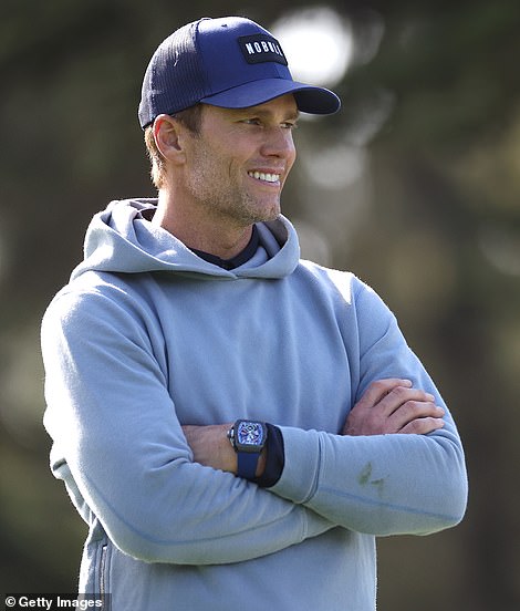 Former NFL quarterback Tom Brady watches during the first round of the AT&T Pebble Beach Pro-Am at Spyglass Hill Golf Course on Feb. 1, 2024 in Pebble Beach