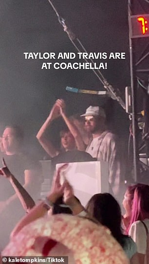 Swift and Kelce were spotted at Coachella on Saturday, where they saw her boyfriend Jack Antonoff's band, Bleachers, perform at the festival