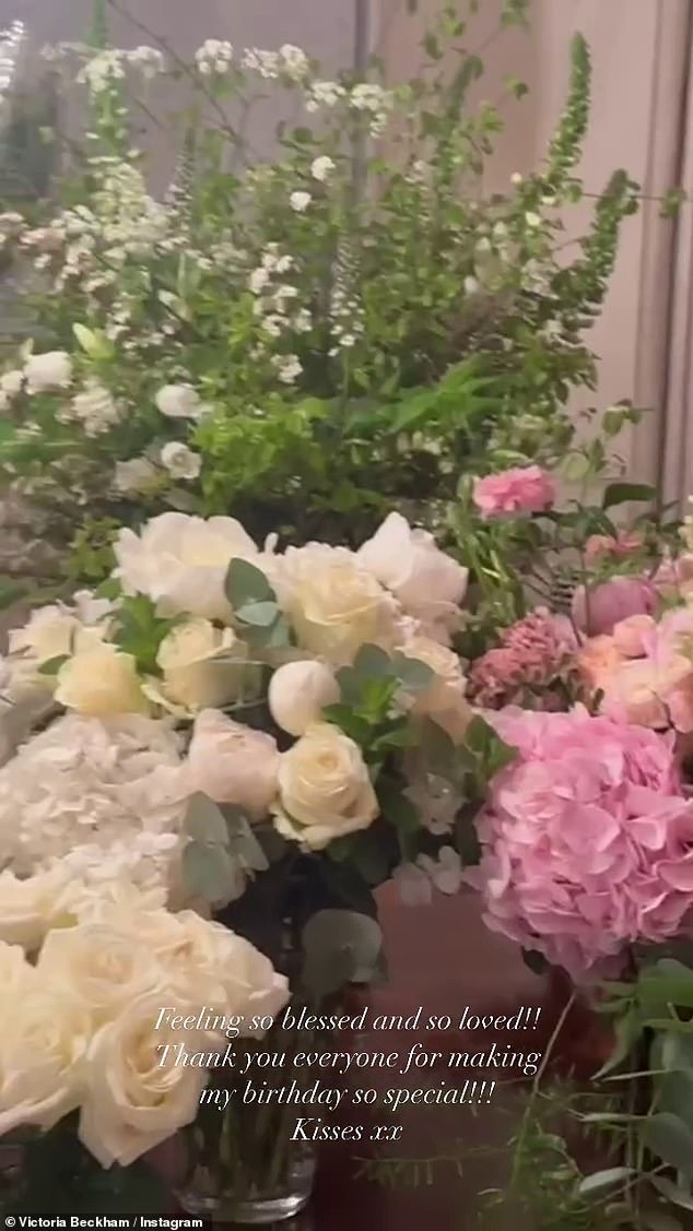 The fashion designer took to her Instagram Story to share a video of the incredible floral displays she received