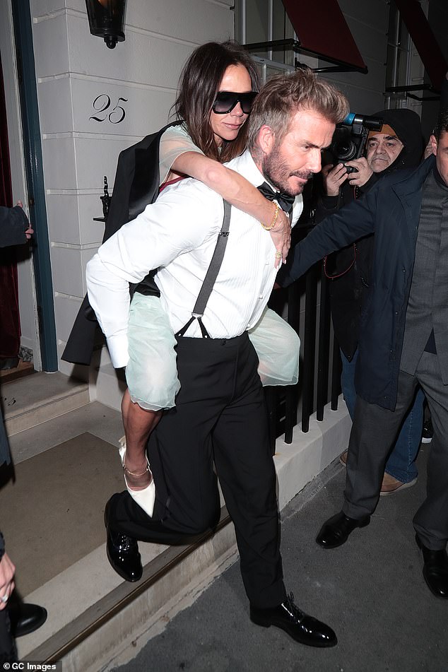 Posh Spice called it 'the best night ever' and had to be carried out of swanky Mayfair private members club Oswald's by her husband David at 2.30am.