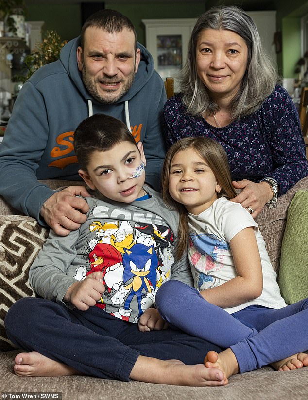 His parents and six-year-old sister Sofia (pictured right) were both DNA tested for the typical hereditary disease, but neither of them had the gene