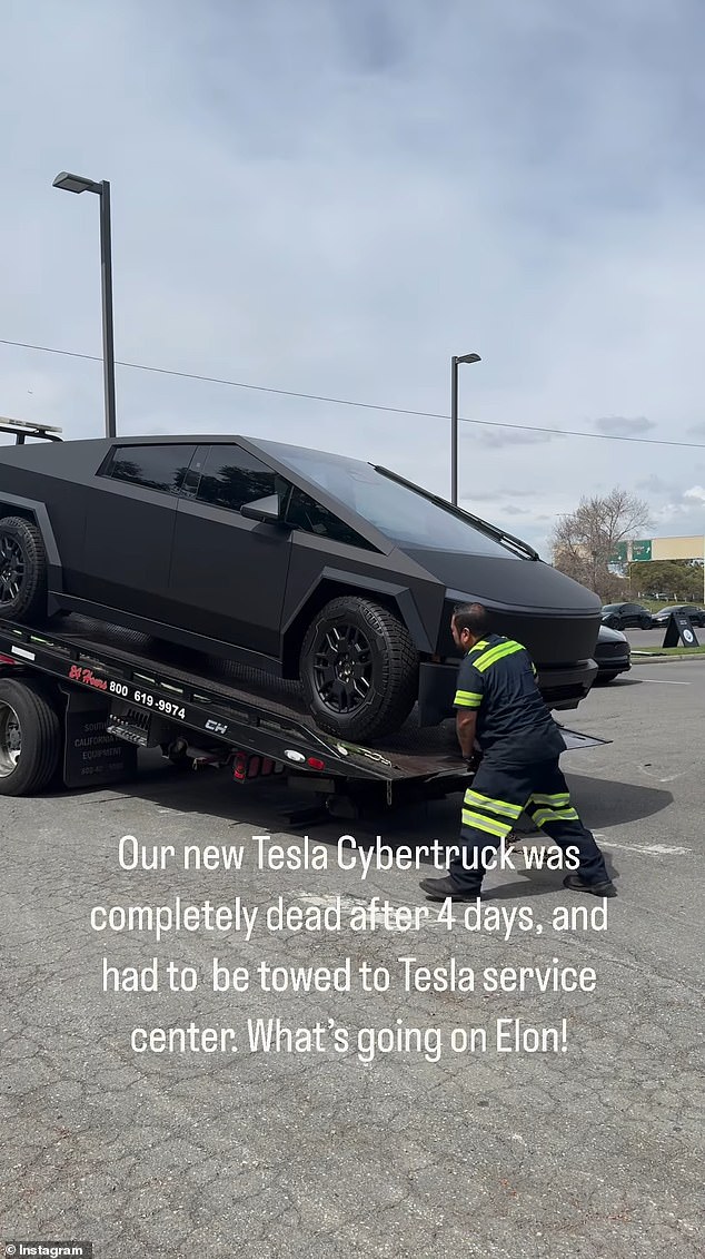 A Southern California owner of a superficially chic, matte black Cybertruck reported that her brand new Tesla electric vehicle was 