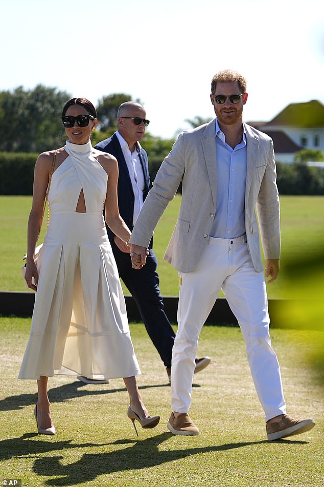 The Duchess of Sussex, 42, attended the Royal Salute Polo Challenge in Florida with Prince Harry on Saturday in support of Sentebale and sparked debate over her choice of footwear