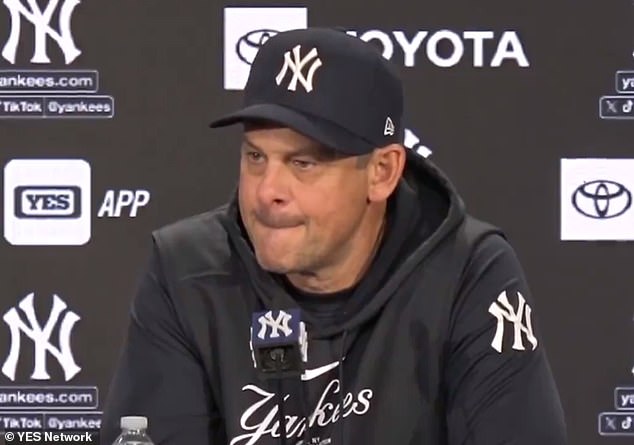 Aaron Boone was furious after being ejected from the Yankees game on Monday afternoon