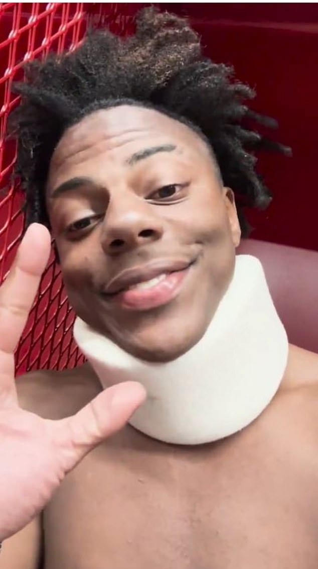 IShowSpeed ​​shows the injured neck he suffered during his WrestleMania appearance