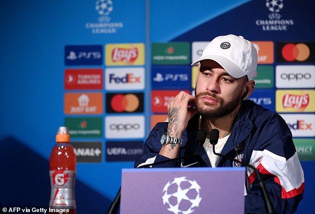The Brazilian superstar cut a nonchalant figure during his press conference ahead of a European meeting with Bayern Munich