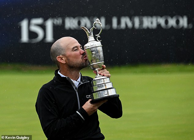 Brian Harman is pictured after his win at last year's Open at Royal Liverpool