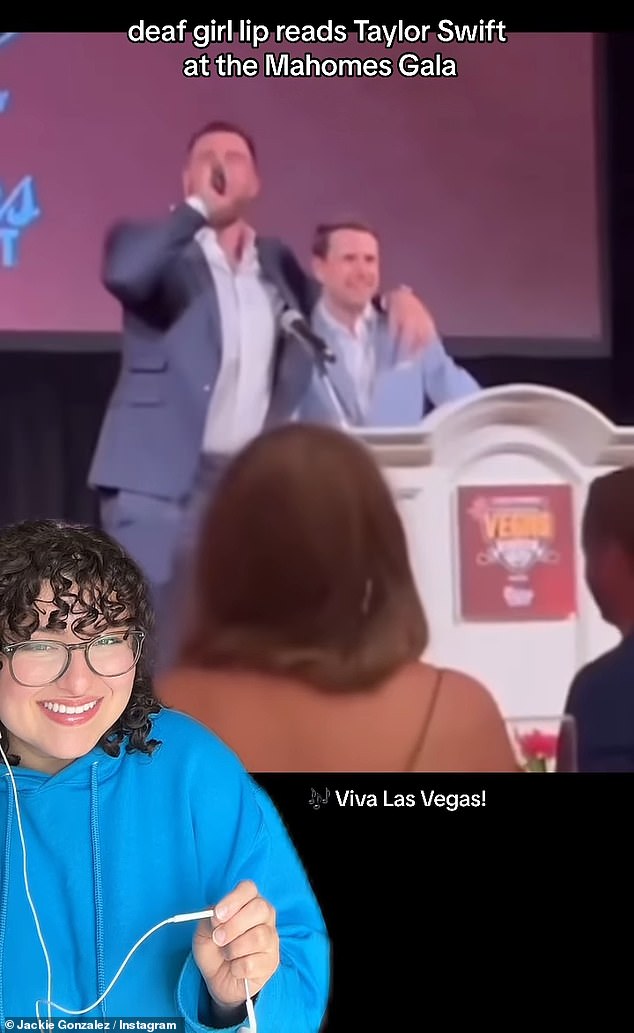 Just as Travis delivers a guttural “Viva Las Vegas!”  shouts into the microphone as he wraps an arm around the man next to him, Taylor looks to his right