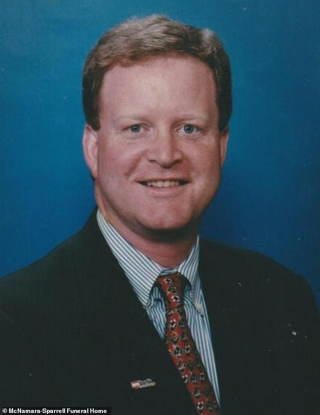 Callahan stood trial for the murder of his father Scott, 57 (pictured), who was found by police in June 2021 floating in a pond outside Duxbury, about 30 miles outside Boston.