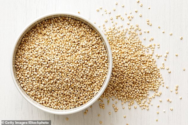 Quinoa is a seed that tastes like grain when cooked.  It is packed with nutrients, such as fiber and protein.